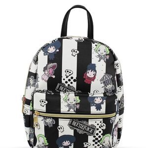 Beetlejuice Striped Mini Backpack NWT